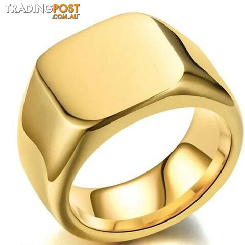 CR6305gold / 8Zippay Metal Glossy Rings for Men Geometric Width Signet Square Finger Punk Style Fashion Ring Jewelry Accessories