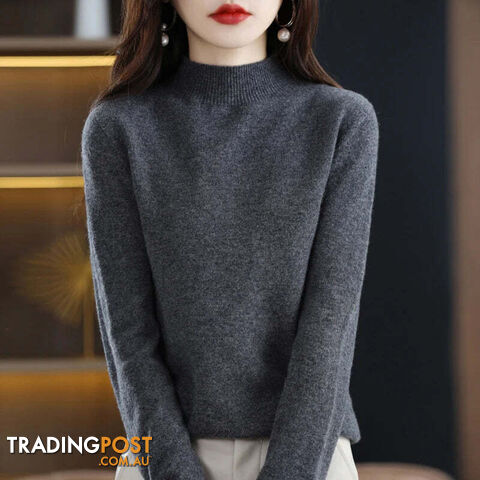 3 / SZippay 100% Pure Wool Half-neck Pullover Cashmere Sweater Women's Casual Knit Top