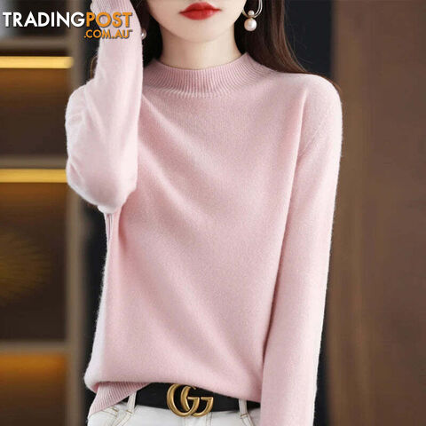 6 / SZippay 100% Pure Wool Half-neck Pullover Cashmere Sweater Women's Casual Knit Top