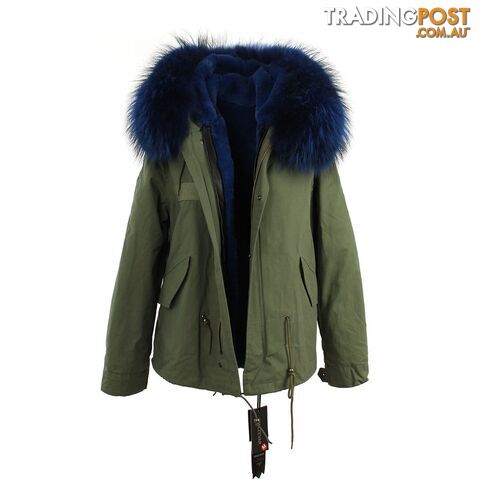color 9 / XXLZippay women's army green Large raccoon fur collar hooded coat parkas outwear 2 in 1 detachable lining winter jacket brand style