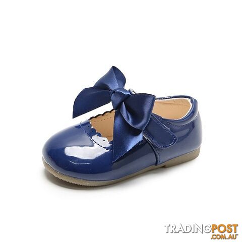 SMG104Blue / CN 30 insole 18.7cmZippay Baby Girls Shoes Cute Bow Patent Leather Princess Shoes Solid Color Kids Gilrs Dancing Shoes First Walkers SMG104