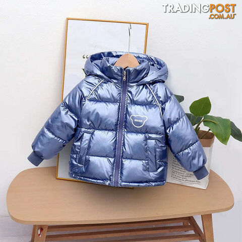 Light blue / 5Zippay Winter coat hooded Down jacket thickened cartoon print childrens clothes