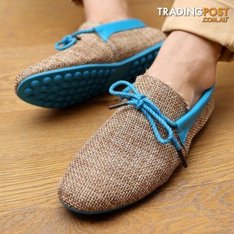 02Skye Blue / 8Zippay Quality Mens Canvas Casual Lace Slip On Loafer Shoes Moccasins Driving Shoes men flats