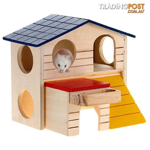 Zippay Rat House Wooden Hamster Ladder Pet Small Animal Rabbit Mouse Hideout Luxury Home 2 Storey Platform Playhouse Nest