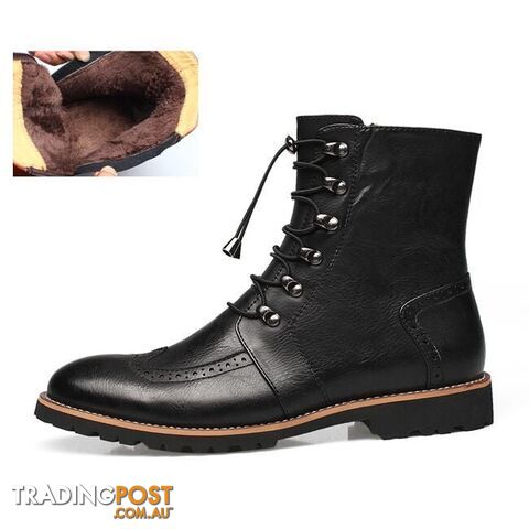 winter fur black / 7Zippay Arrival Fashion Bullock shoes,Handmade super warm Genuine leather winter boots Men,Casual British style Snow boots for men