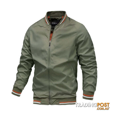 Green / LZippay Bomber Jacket Men Casual Windbreaker Jacket Coat Men High Quality Outwear Zipper Stand Collar Military Jacket Mens