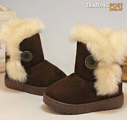 Brown / 8Zippay Winter Children Boots Thick Warm Shoes Cotton-Padded Suede Buckle Girls Boots Boys Snow Boots Kids Shoes EU 21-35