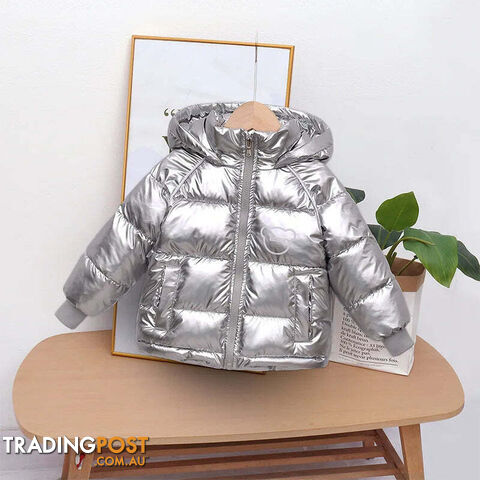 Silver / 5Zippay Winter coat hooded Down jacket thickened cartoon print childrens clothes