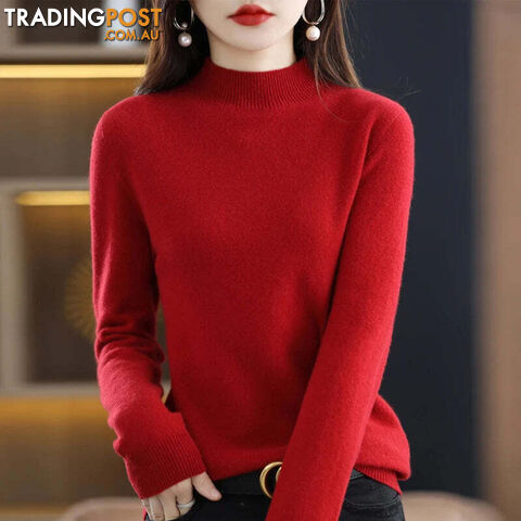 5 / SZippay 100% Pure Wool Half-neck Pullover Cashmere Sweater Women's Casual Knit Top