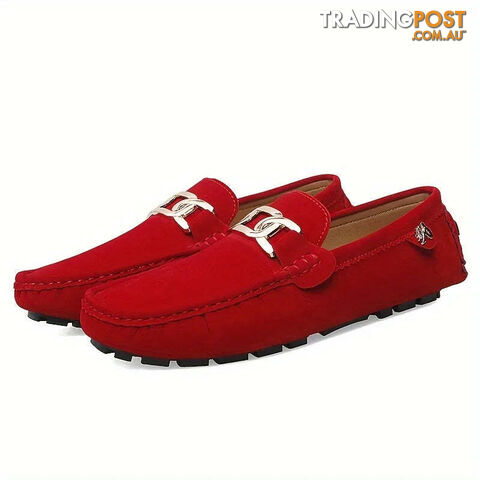 Red / 43Zippay Split Leather Men Loafers Slip on Flats Casual Shoes for Women Moccasins Super Soft Female Footwear
