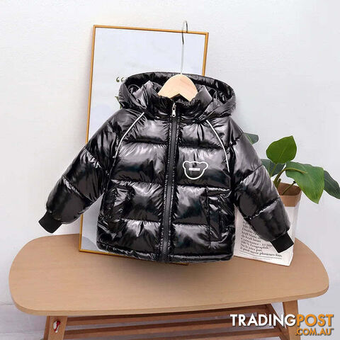 Black / 12MZippay Winter coat hooded Down jacket thickened cartoon print childrens clothes