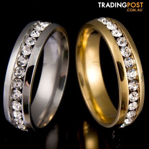 12 / 18K Gold PlatedZippay Never Fade 18k Gold Plated 316l Stainless Steel Ring Titanium Steel Engagement Wedding Ring