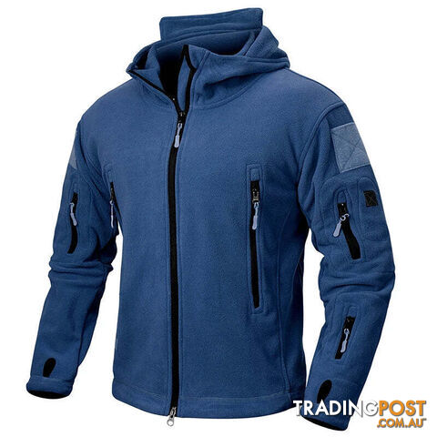 Navy Blue / LZippay Winter Tactical Fleece Jacket Men Warm Polar Outdoor Hoodie Coat Multi-Pocket Casual Full Zip Sport Hiking Jacket