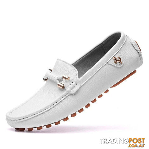 White / 37Zippay Loafers Men Shoes Casual Driving Flats Slip-on Shoes Luxury Comfy Moccasins
