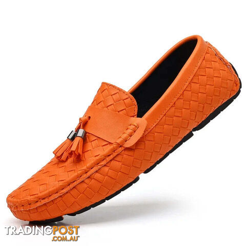 orange / 46Zippay Designer Leather Casual Shoes for Men High Quality Fashion Comfortable Man's Loafers Flats Driving Shoes