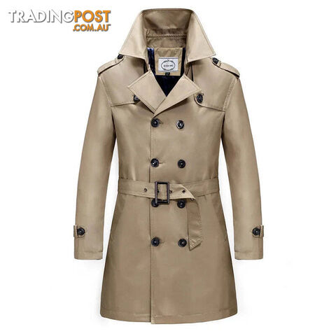 Brown / 5XLZippay British Style Men's Long Trench Coats with Belt Fashion Slim Windbreak Overcoat Male Double Breasted Jackets
