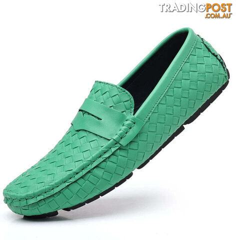 Green / 38Zippay Loafers Men Handmade Moccasins Men Flats Casual Leather Shoes Comfy Loafers Shoes