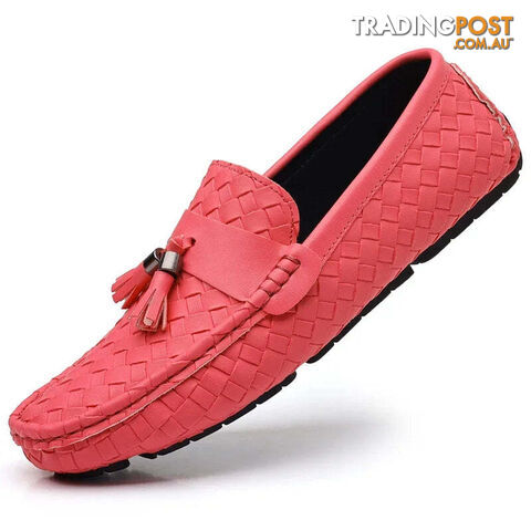 rose / 40Zippay Designer Leather Casual Shoes for Men High Quality Fashion Comfortable Man's Loafers Flats Driving Shoes