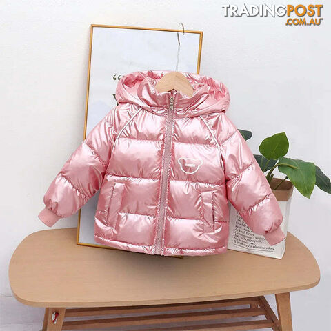 Pink / 3TZippay Winter coat hooded Down jacket thickened cartoon print childrens clothes
