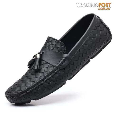 black / 44Zippay Designer Leather Casual Shoes for Men High Quality Fashion Comfortable Man's Loafers Flats Driving Shoes