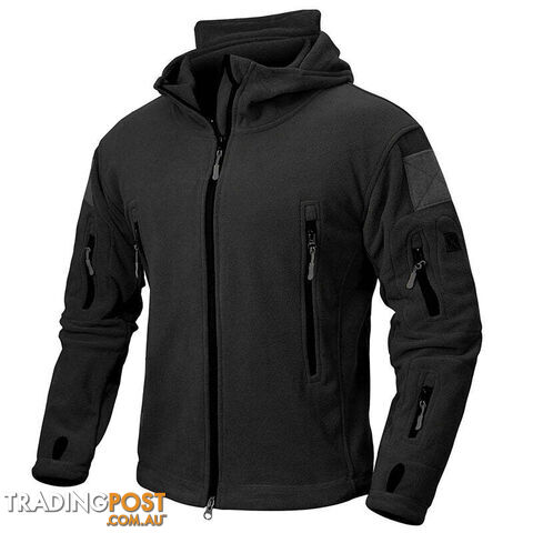 Black / MZippay Winter Tactical Fleece Jacket Men Warm Polar Outdoor Hoodie Coat Multi-Pocket Casual Full Zip Sport Hiking Jacket