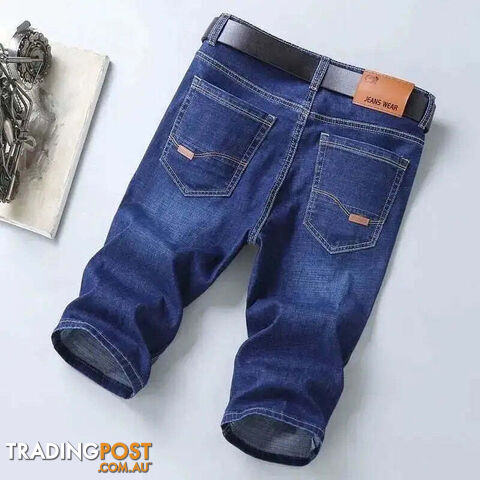 Dark Blue 8010 / 40Zippay Summer Men Short Denim Jeans Thin Knee Length New Casual Cool Pants Short Elastic Daily High Quality Trousers New Arrivals
