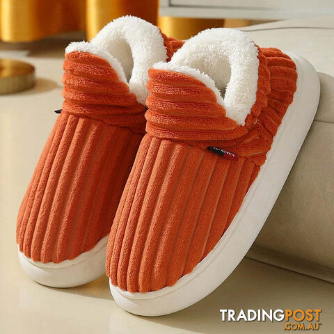 Orange / CN 38-39Zippay Unisex Home Men Cotton Slippers Casual Plush Shoes Warm Velvet Sneakers