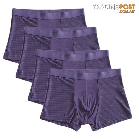 Dark Blue / XXXLZippay 4pcs/lot Bamboo Fiber Boxer Pantie Underpant plus size shorts breathable underwear