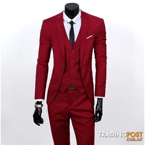 Wine Red1 buttons / LZippay Three-piece formal blazer suit / Male suit of cultivate one's morality Business suits