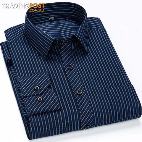 2106 / 39 - LZippay Mens Casual Business Long Sleeved Shirt Classic Plaid Striped Male Social Dress Oversized Shirts
