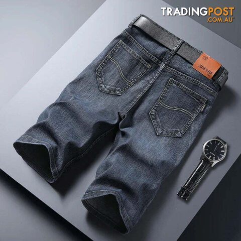 Grey 866 / 36Zippay Summer Men Short Denim Jeans Thin Knee Length New Casual Cool Pants Short Elastic Daily High Quality Trousers New Arrivals
