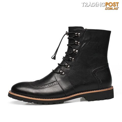 autumn black / 8Zippay Arrival Fashion Bullock shoes,Handmade super warm Genuine leather winter boots Men,Casual British style Snow boots for men