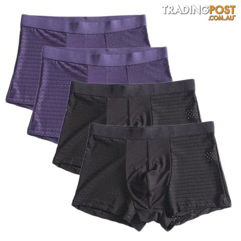 Blue Blk / XLZippay 4pcs/lot Bamboo Fiber Boxer Pantie Underpant plus size shorts breathable underwear