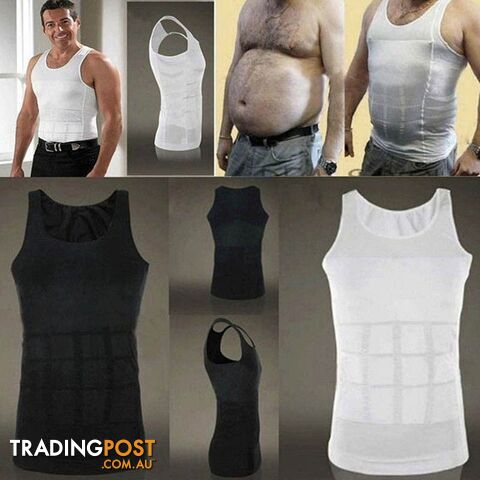 China / Black / MZippay Men Slimming Body Shaper Tummy Shaper Vest Slimming Underwear Corset Waist Muscle Girdle Shirt Fat Burn Posture Corrector