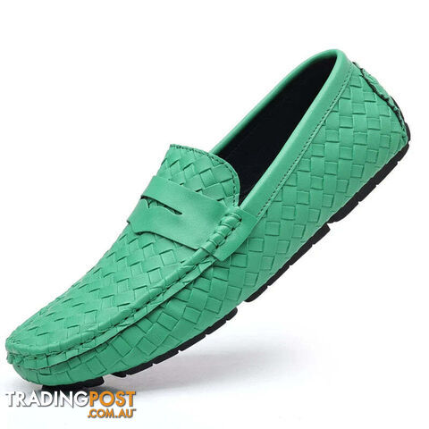 Green / 39Zippay Loafers Men Handmade Moccasins Men Flats Casual Leather Shoes Comfy Loafers Shoes