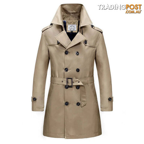 Brown / XXXLZippay British Style Men's Long Trench Coats with Belt Fashion Slim Windbreak Overcoat Male Double Breasted Jackets