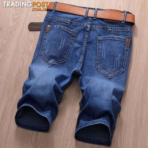 Blue 816 / 34Zippay Summer Men Short Denim Jeans Thin Knee Length New Casual Cool Pants Short Elastic Daily High Quality Trousers New Arrivals