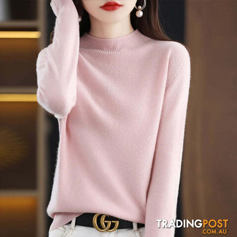 6 / MZippay 100% Pure Wool Half-neck Pullover Cashmere Sweater Women's Casual Knit Top