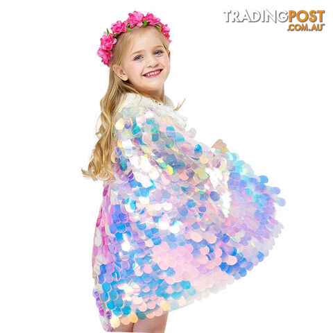 As the picture / 7T-10T(Size L)Zippay Fashion Glitter Multicolor Sequins Shawl Shiny Girls Cloak Blingbling Fairy Princess Cape Christmas Party Halloween Kids Clothes
