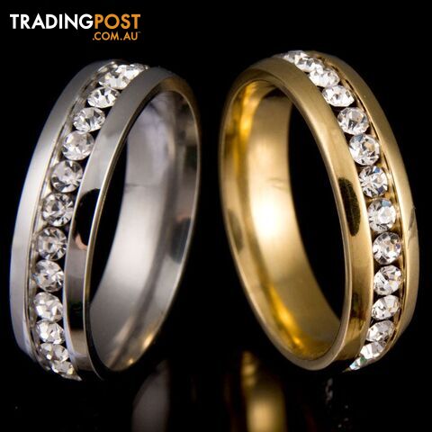 12 / Titanium PlatedZippay Never Fade 18k Gold Plated 316l Stainless Steel Ring Titanium Steel Engagement Wedding Ring