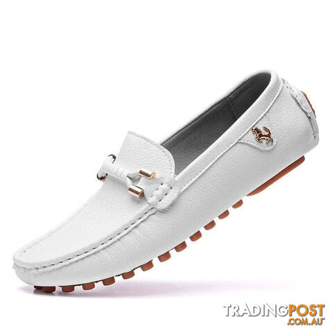 White / 43Zippay Loafers Men Shoes Casual Driving Flats Slip-on Shoes Luxury Comfy Moccasins