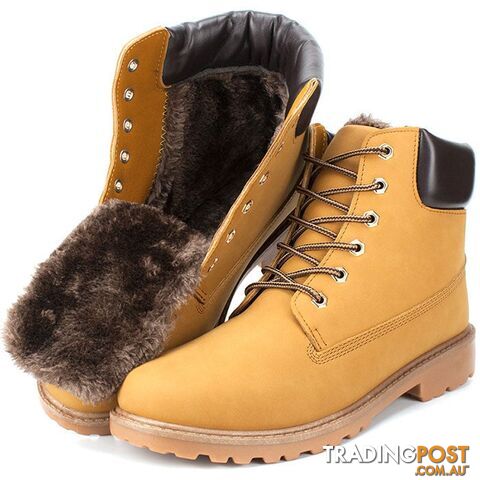 1 Winter Fur Yellow / 7Zippay big size leather men boots winter man shoes ankle boot men's snow shoe martin cowboy autumn man fur velvet flats 1208