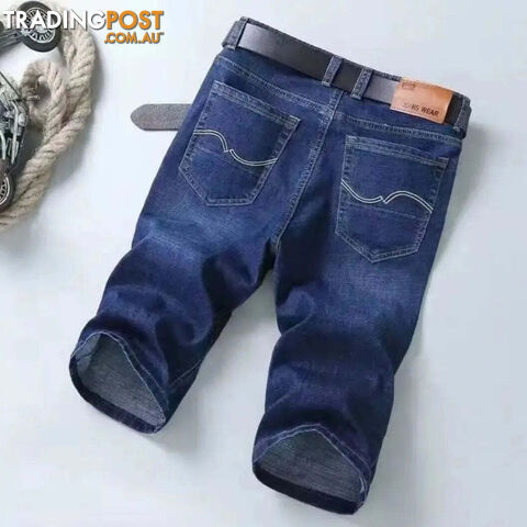 Dark Blue 013 / 36Zippay Summer Men Short Denim Jeans Thin Knee Length New Casual Cool Pants Short Elastic Daily High Quality Trousers New Arrivals
