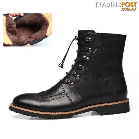 winter fur black / 6.5Zippay Arrival Fashion Bullock shoes,Handmade super warm Genuine leather winter boots Men,Casual British style Snow boots for men