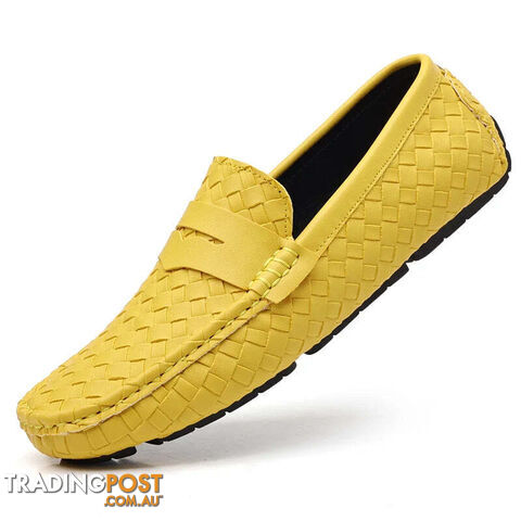 Yellow / 38Zippay Loafers Men Handmade Moccasins Men Flats Casual Leather Shoes Comfy Loafers Shoes