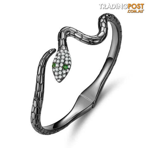 blackZippay Silver Color Classical Snake Open Bangle Bracelets For Women Men Zircon Charm Bracelet Unique Jewelry Gift