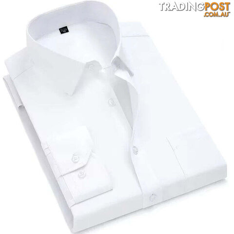 Pure White / 43 - 4XLZippay Mens Casual Business Long Sleeved Shirt Classic Plaid Striped Male Social Dress Oversized Shirts