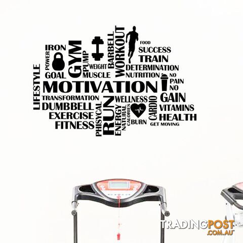 Brown / 82x56 cmZippay Gym Motivational Words Wall Decal Fitness Sport Vinyl Wall Sticker Home Decor GYM Work Out Wall Decoration