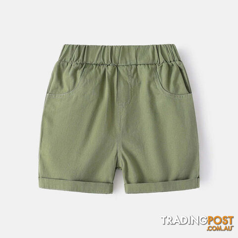 Green / 2TZippay Cotton Linen Boys Shorts Toddler Kids Summer Knee Length Pants Children's Clothes
