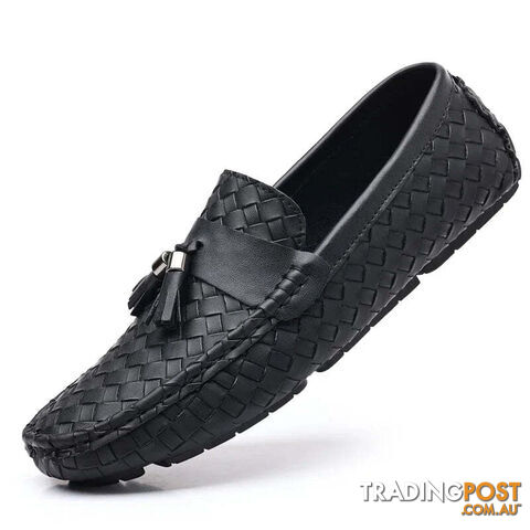 black / 43Zippay Designer Leather Casual Shoes for Men High Quality Fashion Comfortable Man's Loafers Flats Driving Shoes